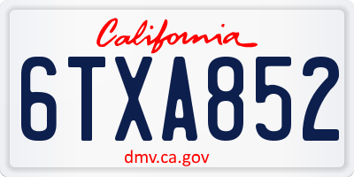 CA license plate 6TXA852