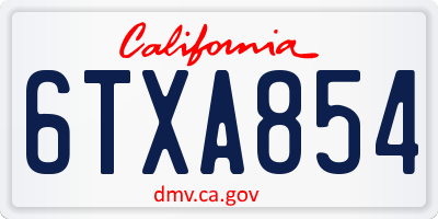 CA license plate 6TXA854