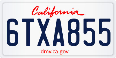 CA license plate 6TXA855