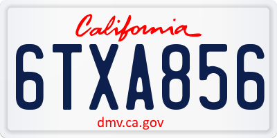 CA license plate 6TXA856