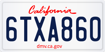 CA license plate 6TXA860