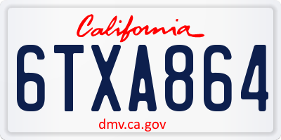 CA license plate 6TXA864