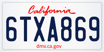 CA license plate 6TXA869