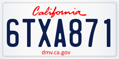 CA license plate 6TXA871