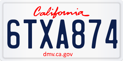 CA license plate 6TXA874