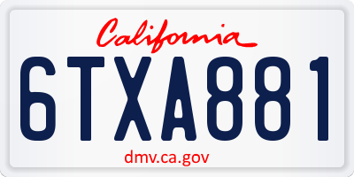 CA license plate 6TXA881