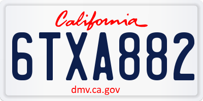 CA license plate 6TXA882