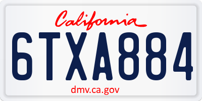 CA license plate 6TXA884