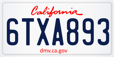 CA license plate 6TXA893
