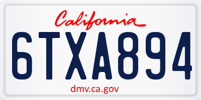 CA license plate 6TXA894