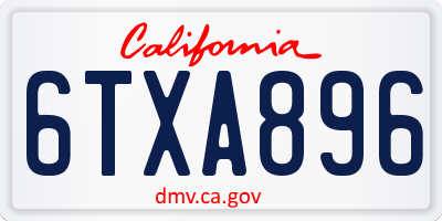 CA license plate 6TXA896