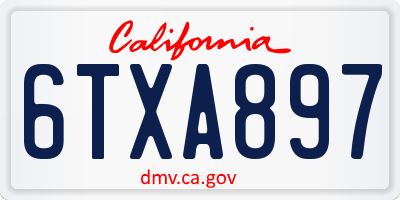 CA license plate 6TXA897