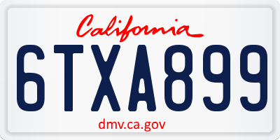 CA license plate 6TXA899