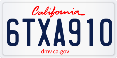 CA license plate 6TXA910