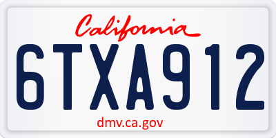 CA license plate 6TXA912