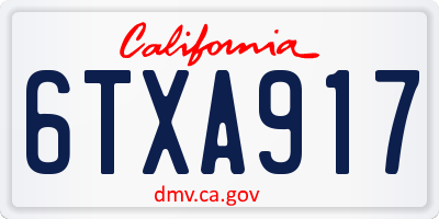 CA license plate 6TXA917