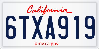 CA license plate 6TXA919