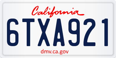 CA license plate 6TXA921