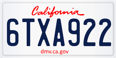CA license plate 6TXA922