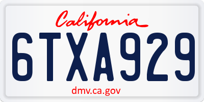 CA license plate 6TXA929