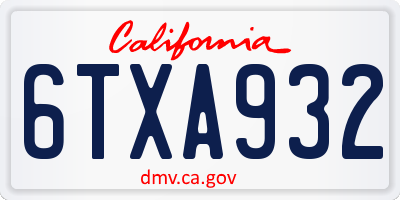 CA license plate 6TXA932