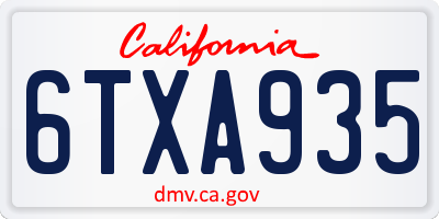 CA license plate 6TXA935