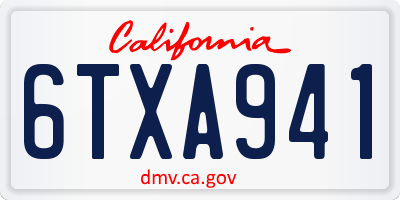 CA license plate 6TXA941