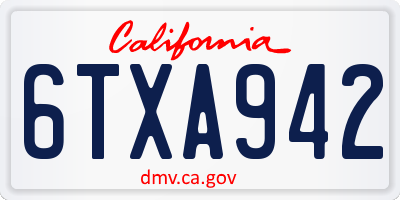 CA license plate 6TXA942