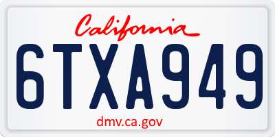 CA license plate 6TXA949