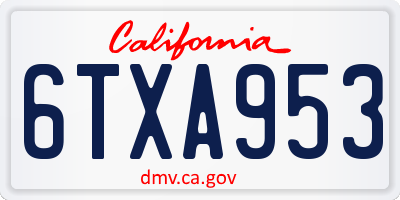 CA license plate 6TXA953