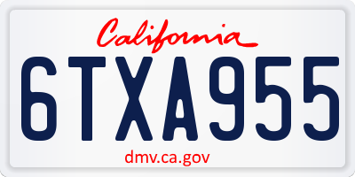 CA license plate 6TXA955