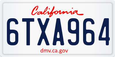CA license plate 6TXA964