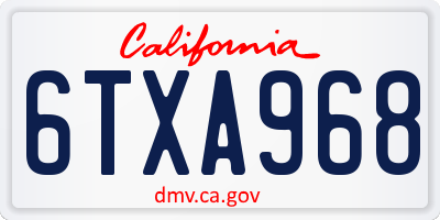 CA license plate 6TXA968