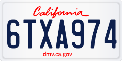 CA license plate 6TXA974