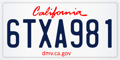 CA license plate 6TXA981