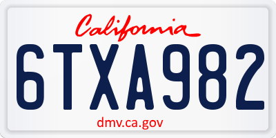 CA license plate 6TXA982