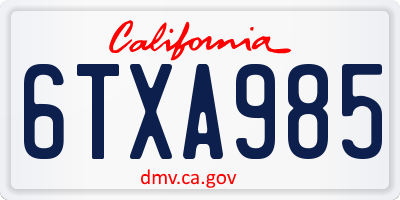 CA license plate 6TXA985