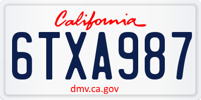 CA license plate 6TXA987