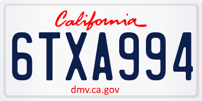 CA license plate 6TXA994