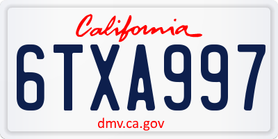 CA license plate 6TXA997