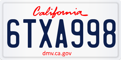 CA license plate 6TXA998