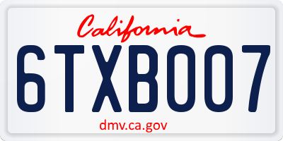 CA license plate 6TXB007
