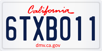 CA license plate 6TXB011