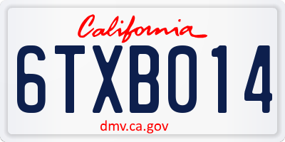 CA license plate 6TXB014