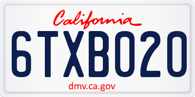 CA license plate 6TXB020