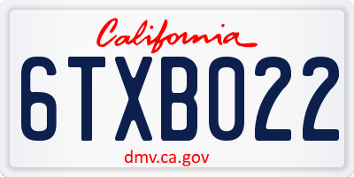 CA license plate 6TXB022