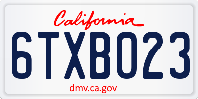 CA license plate 6TXB023