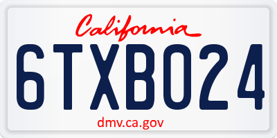 CA license plate 6TXB024