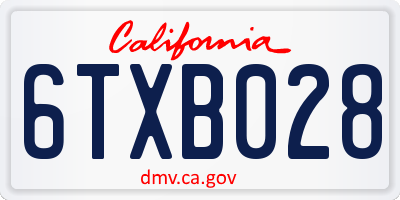 CA license plate 6TXB028