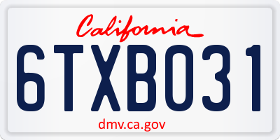 CA license plate 6TXB031